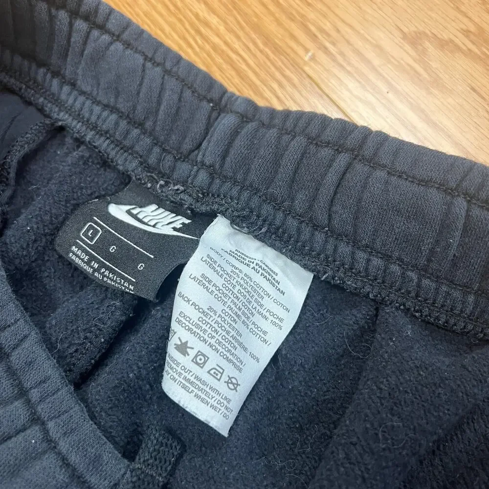 Nike Just Do It Spellout Embroidered Varsity Jogger Pants Fleece Faded Black L